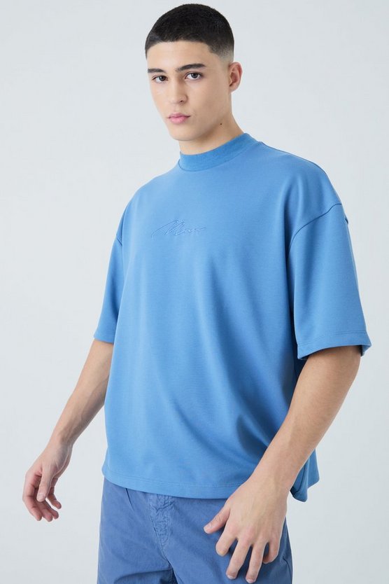 Kastiges Oversize Premium T-Shirt mit Stickerei