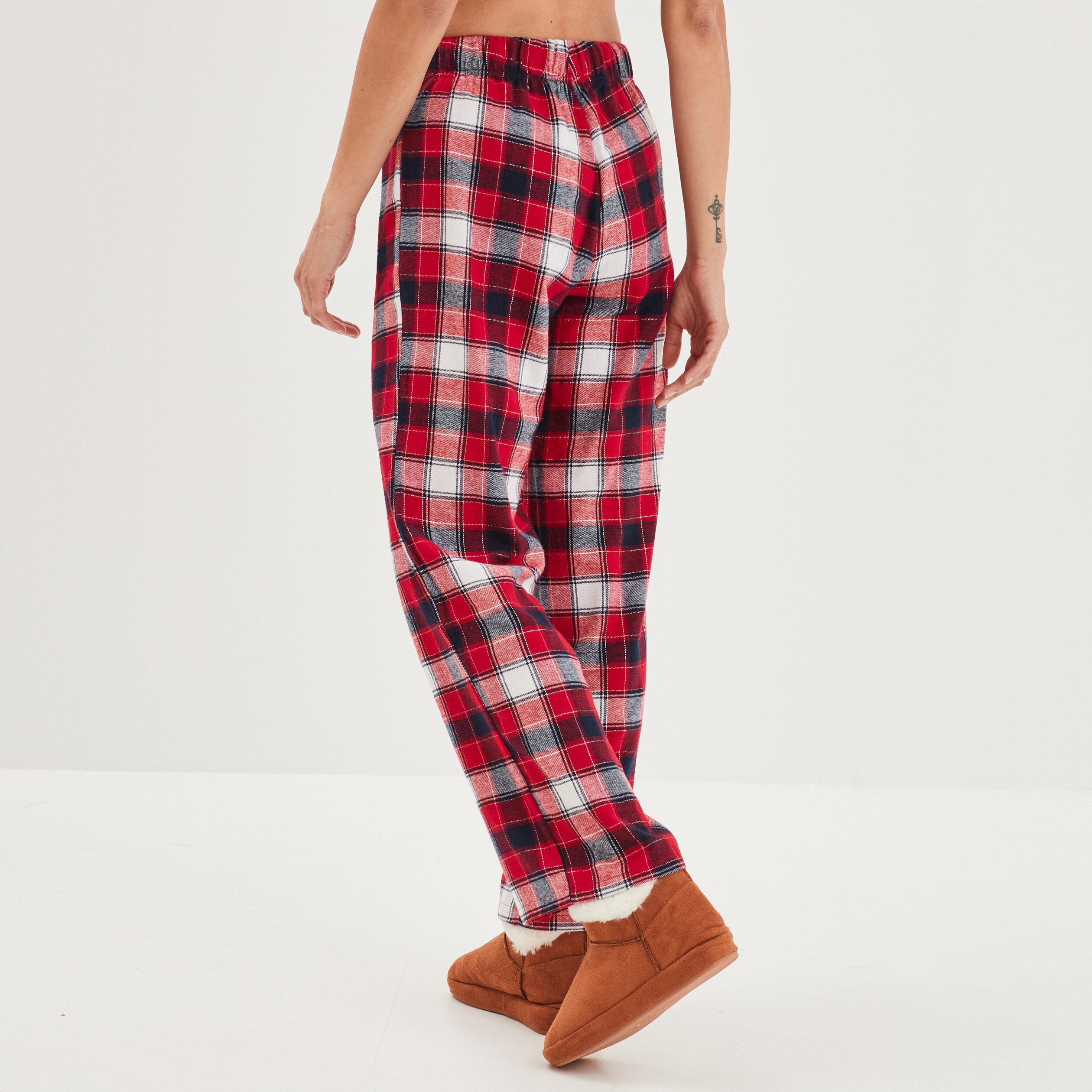 Pantalon de pyjama taille élastiquée rouge femme | La Halle