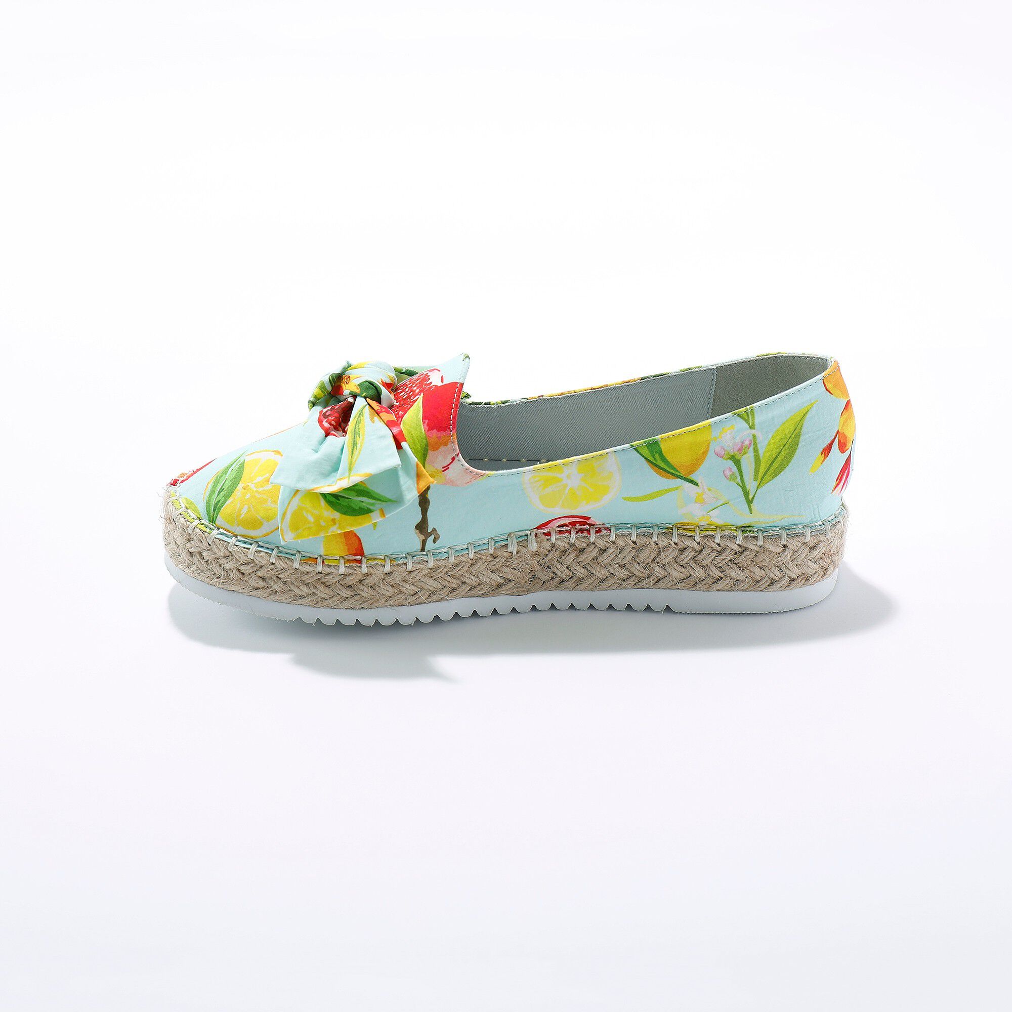 Mocassins espadrilles imprimées à noeud semelle corde crantée
