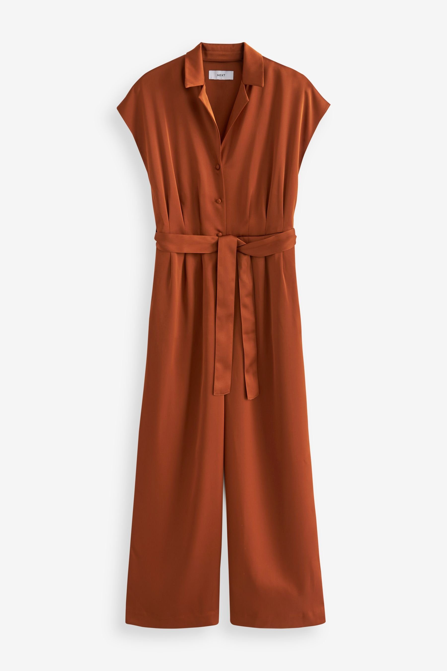 Next Jumpsuit Satin-Overall mit weitem Bein und Gürtel (1-tlg)