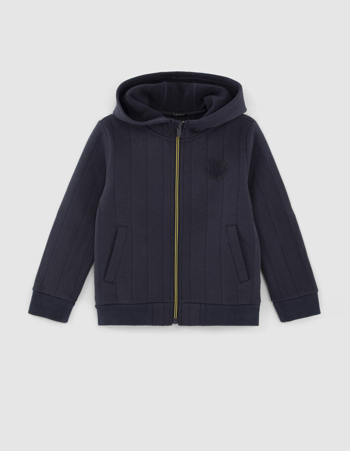 Cardigan marine molleton effet rayures garçon