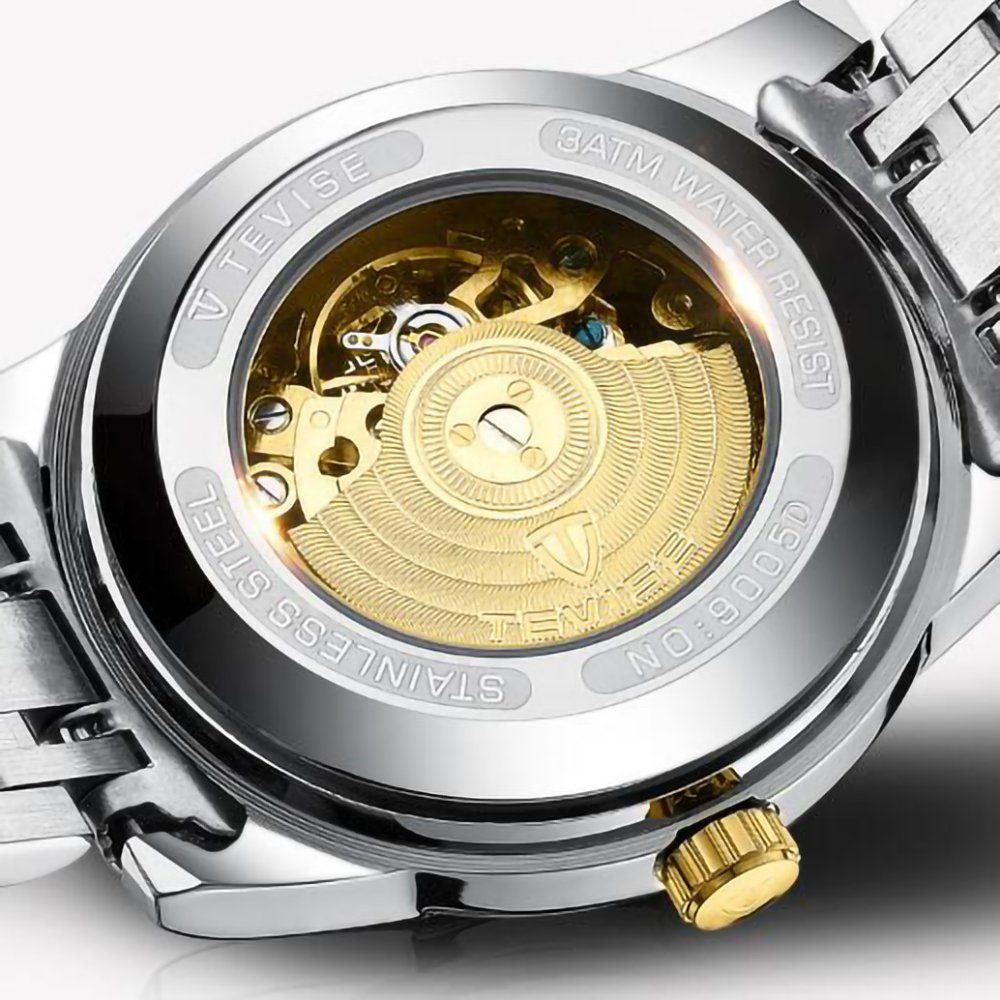 GelldG Uhr Uhr Automatik, mechanische Armbanduhr, Wasser- und Kratzfest, Herren