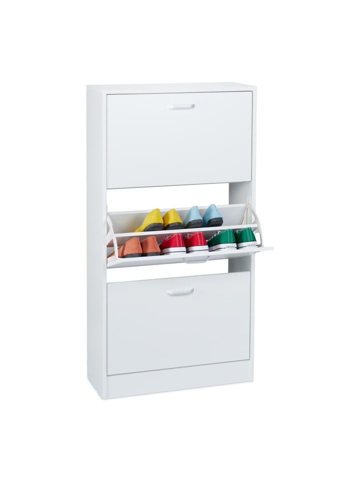 relaxdays Schuhschrank in Weiß - (B)60 x (H)113 x (T)24 cm günstig kaufen onesize