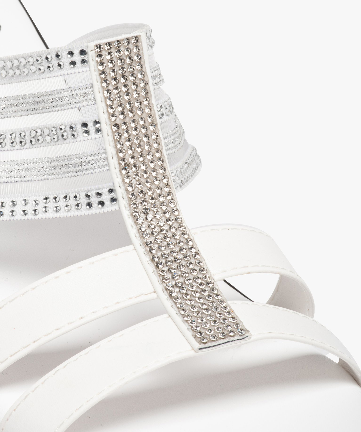 Mules femme compensées à bride strass élastiquée blanc | GEMO