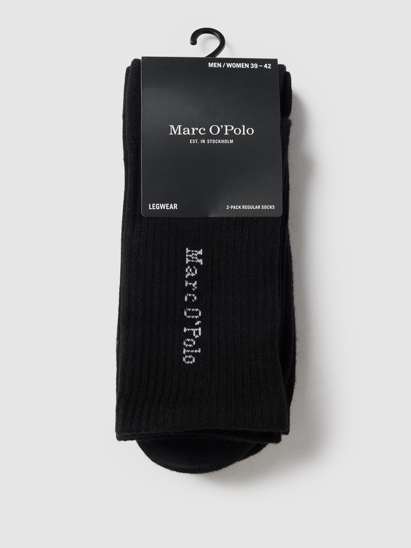 Socken mit Label-Detail im 2er-Pack Modell 'Alex' in schwarz