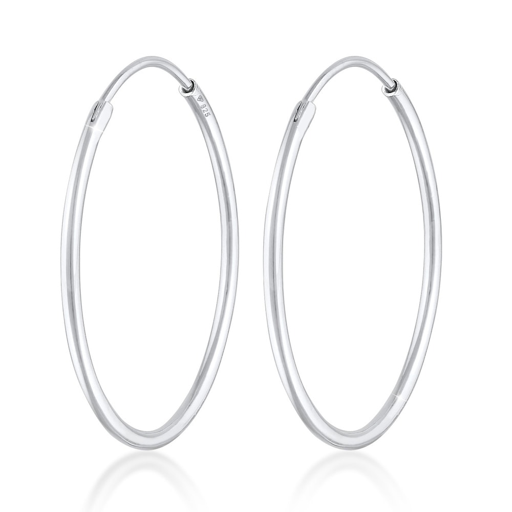 Elli Elli Boucles d'Oreilles Femme Creoles ronde Basic Classic en argent sterling 925  Boucles d'oreilles