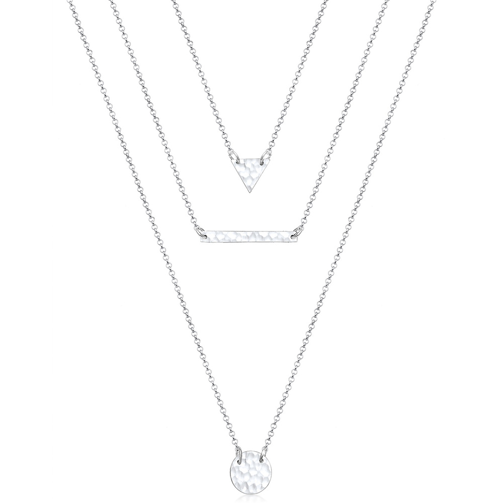 Elli Elli Collier Femme Triangle Géo Trois Couches -  (925/1000) Argent collier