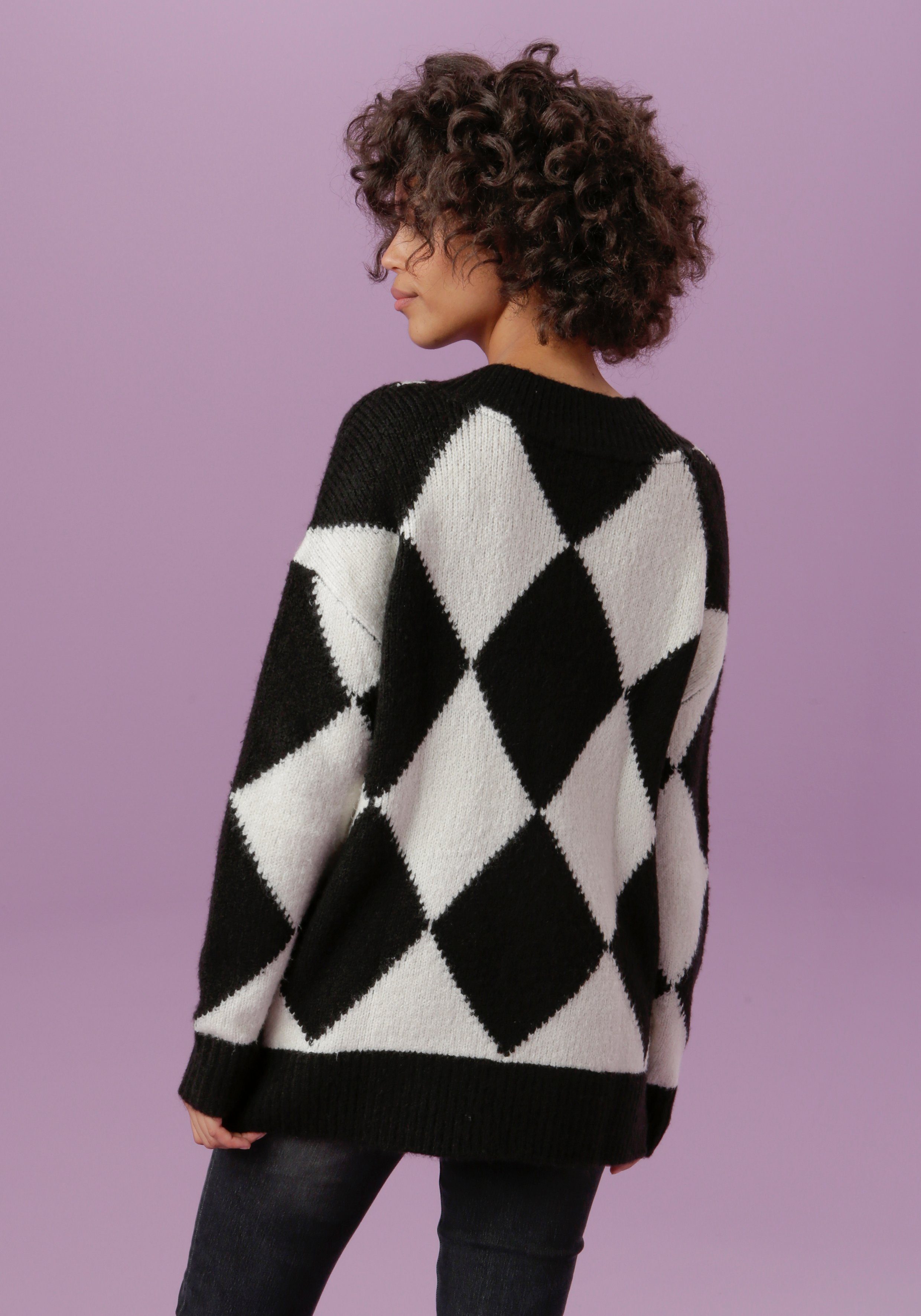 Aniston CASUAL Strickpullover im angesagtem Rauten-Dessin