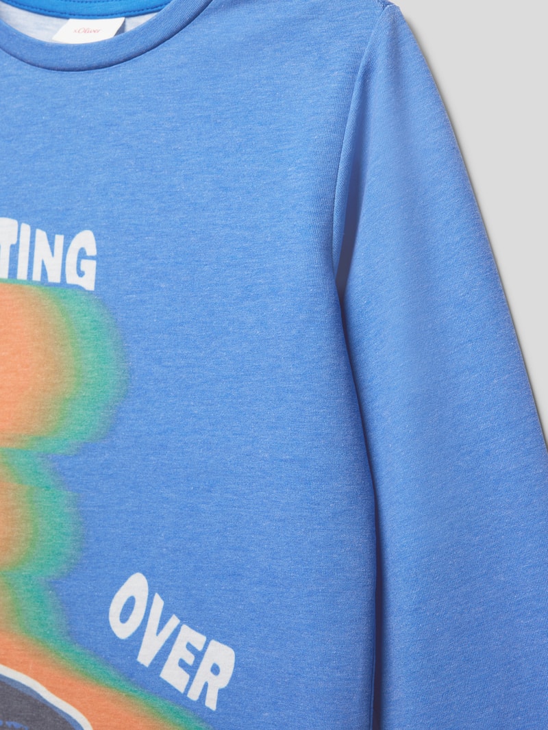 Longsleeve mit Motiv-Print in royalblau