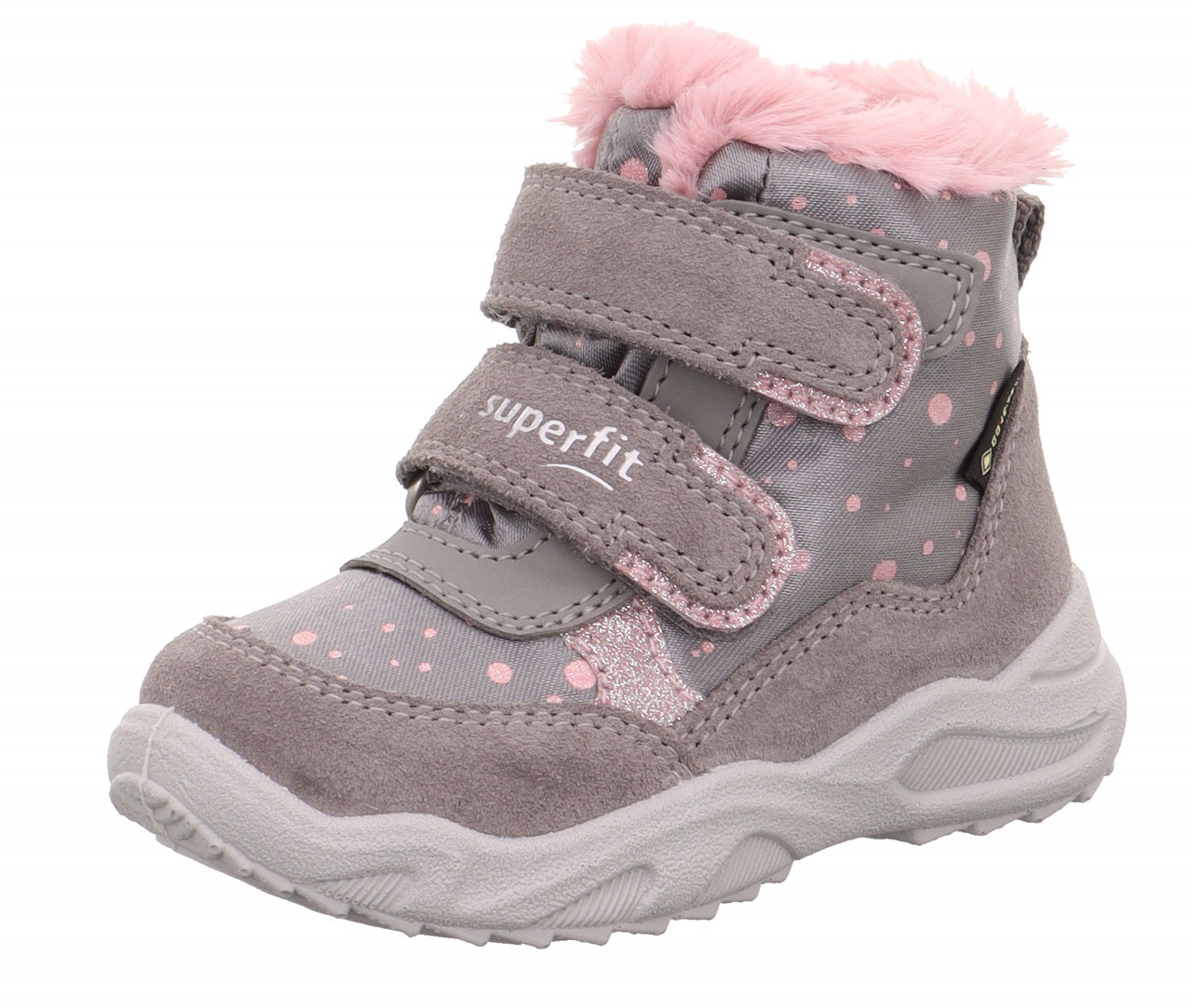 GLACIER - Grau/Rosa Boots mit Klettverschluss