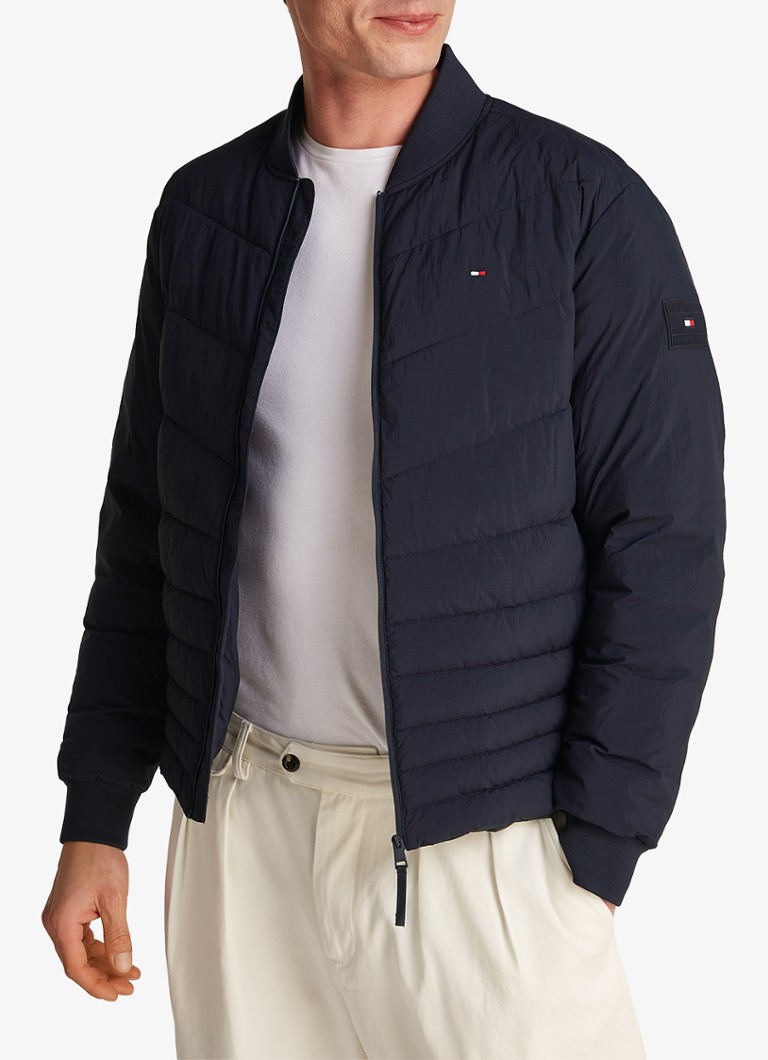 Jachetă bomber matlasată Tommy Hilfiger cu buzunare cu fermoar și logo