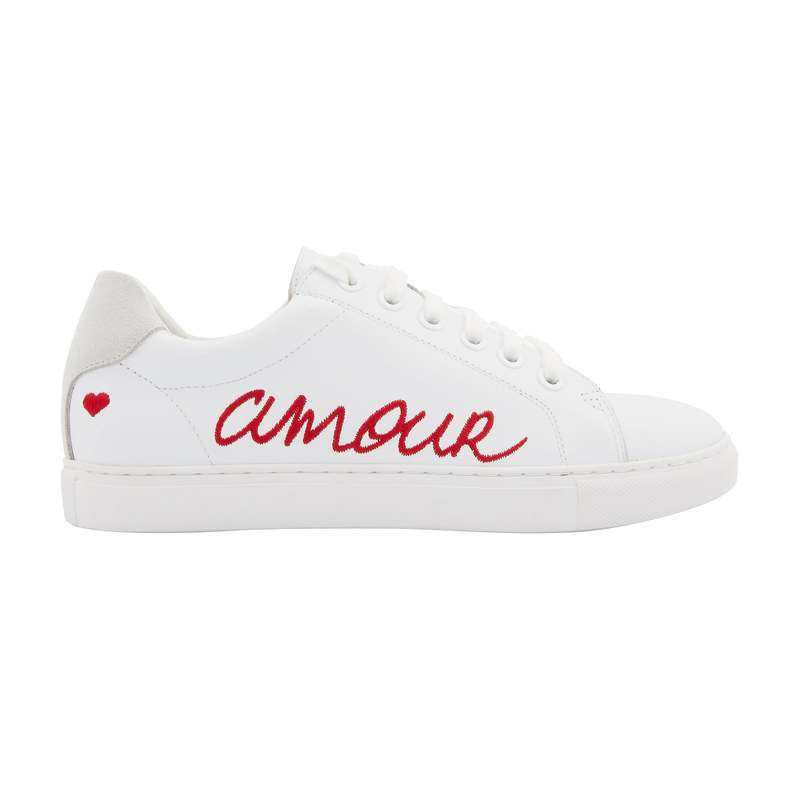 Baskets en cuir Simone amour blanc/rouge