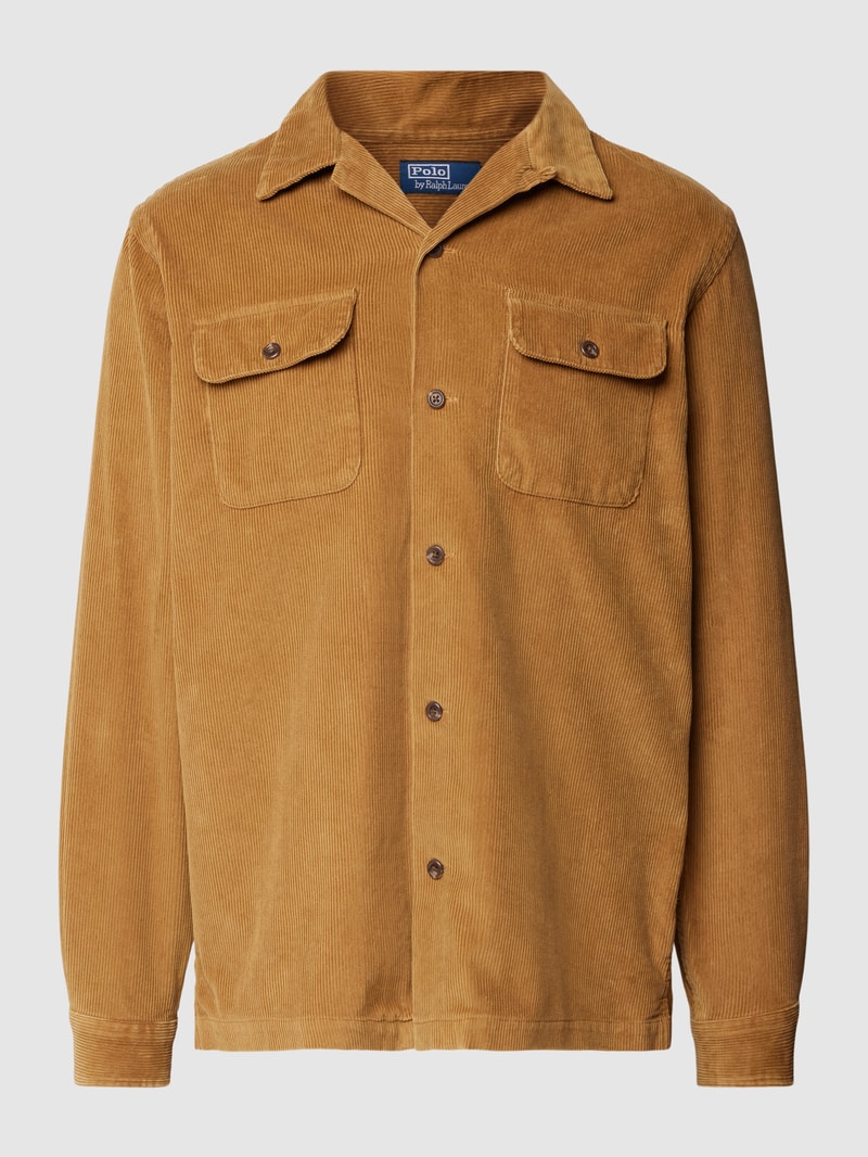 Cordhemd mit Brusttaschen in camel