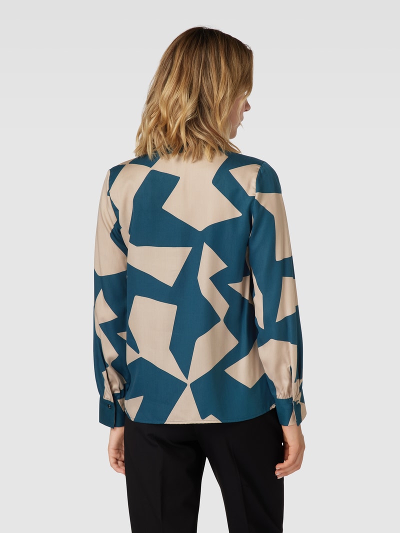 Blusenshirt aus Lyocell mit grafischem Muster in petrol