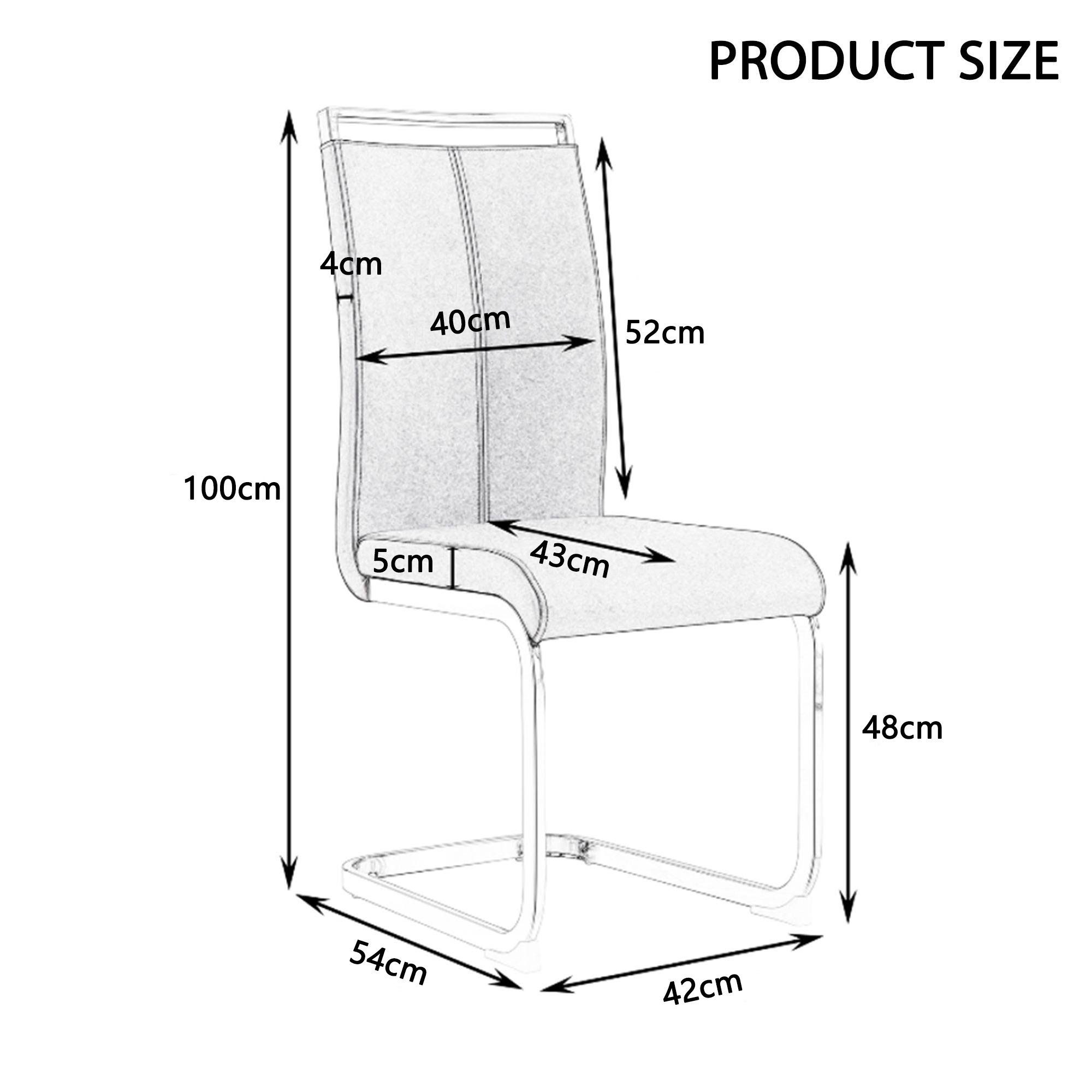 WISHDOR Freischwinger 4er Schwingstuhl Esszimmerstuhl Küchenstuhl Polsterstuhl Polster Stuhl (nur 4 Stühle ohne Esstisch, Kunstleder, Kunstlederstuhl, Kunstlederstühle), Bis 120 kg, belastbar, Set, 4 St