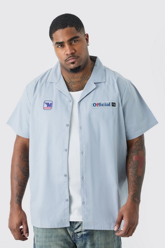 Plus kurzärmliges Twill Moto-Hemd