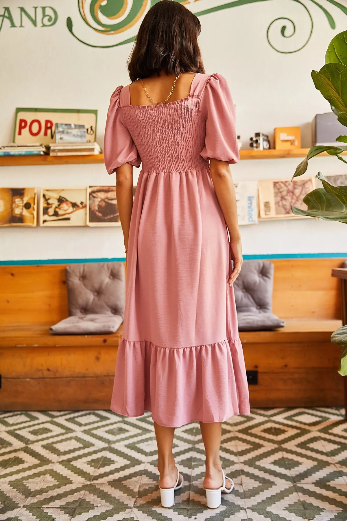 Olalook  Damen-Puderoberteil mit Gimped-Kragen und Bodrum-Kleid ELB-19001557