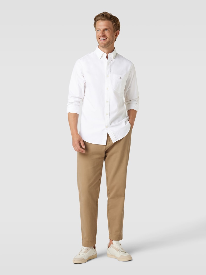 Regular Fit Freizeithemd mit Brusttasche Modell 'OXFORD' in weiß