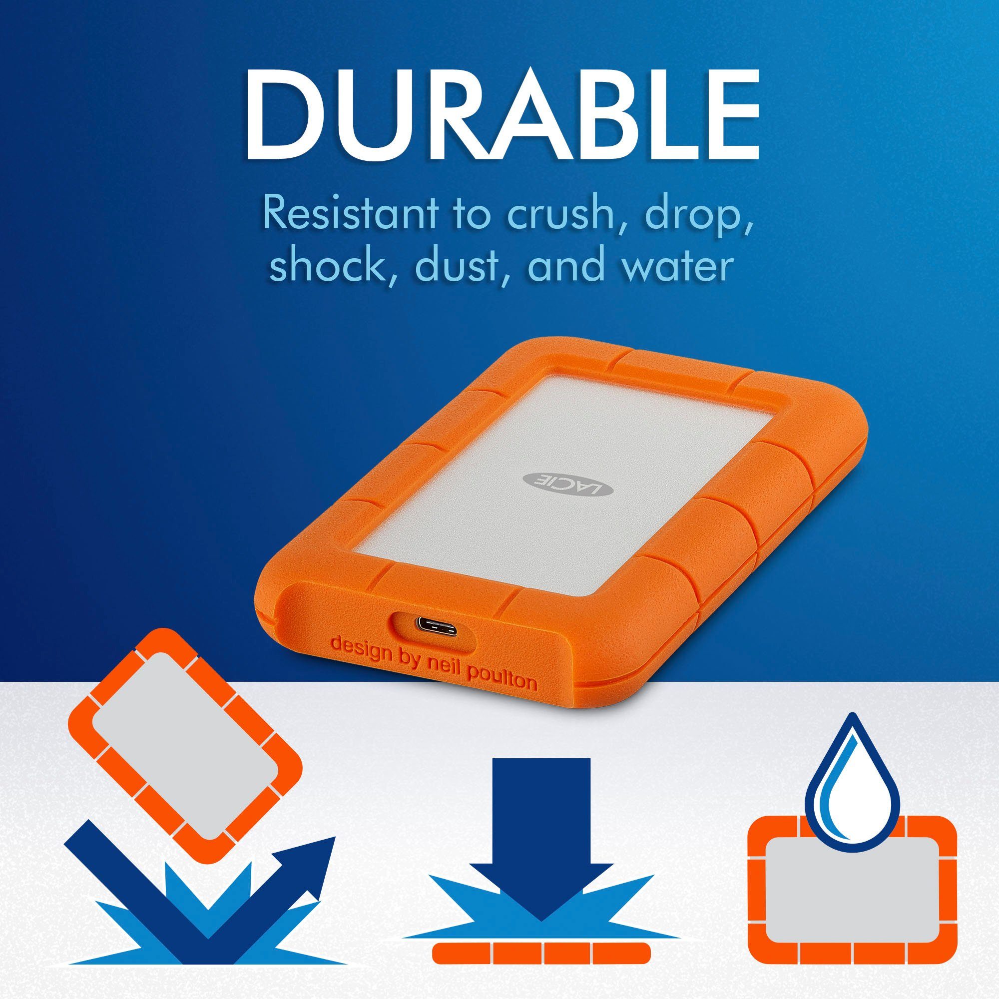 LaCie Rugged USB-C externe HDD-Festplatte (2 TB)