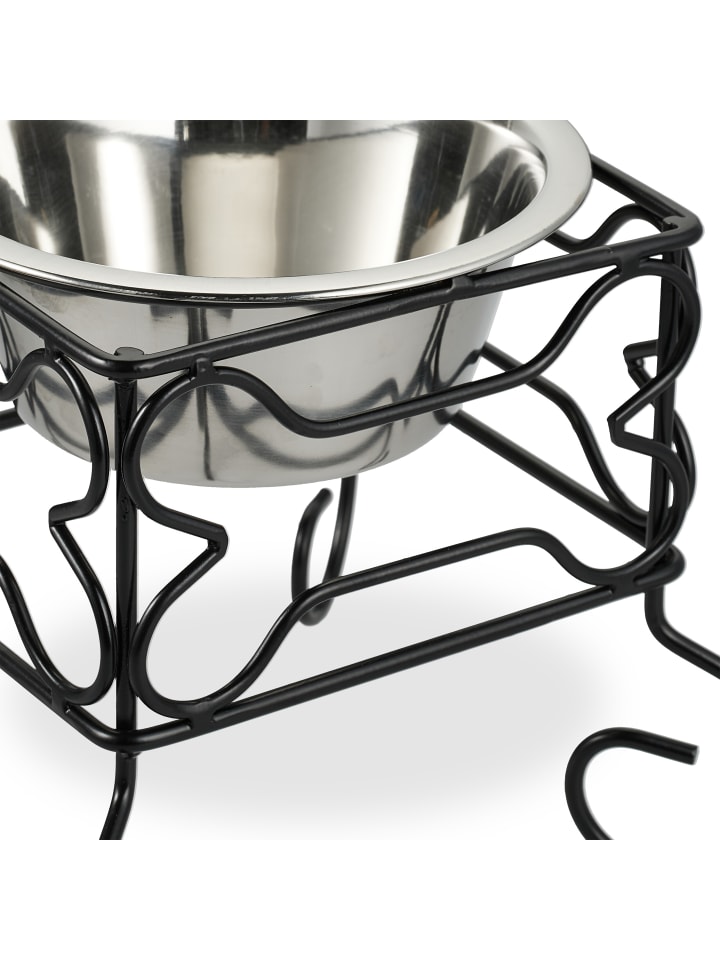 relaxdays Hundenapf in Schwarz/ Silber - (B)22 x (H)19 x (T)22 cm günstig kaufen onesize