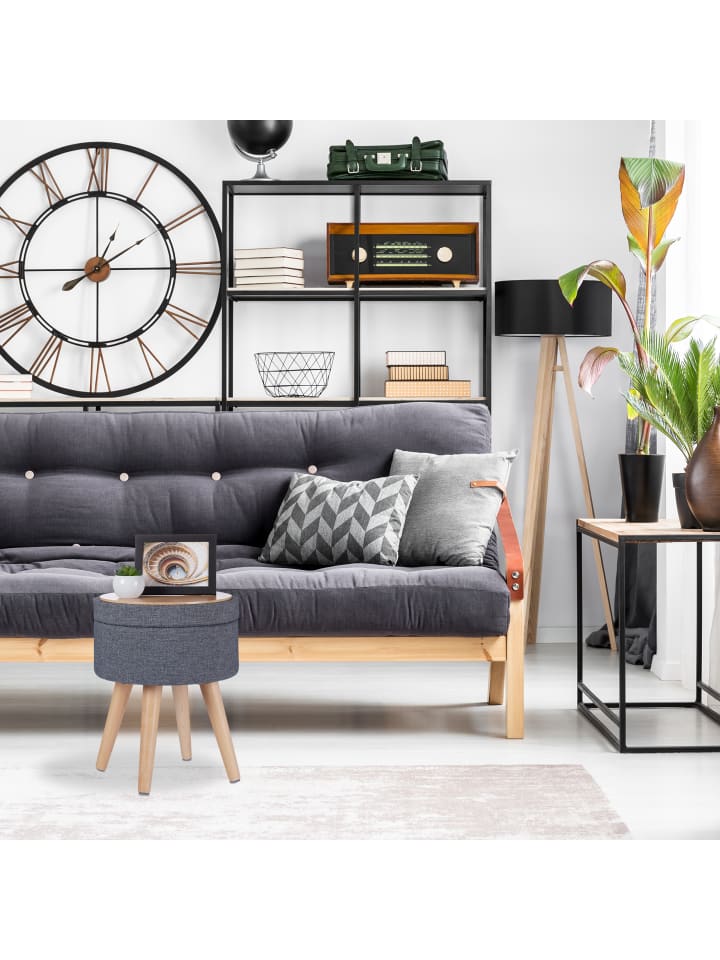 relaxdays Sitzhocker in Grau/ Natur - (H)45,5 x Ø 37 cm günstig kaufen onesize