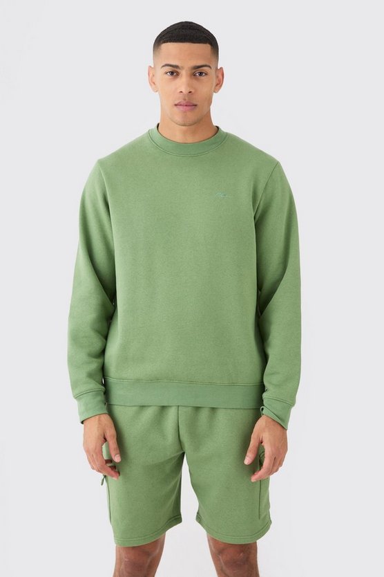 Kurzer Man Signature Cargo Sweatshirt-Trainingsanzug
