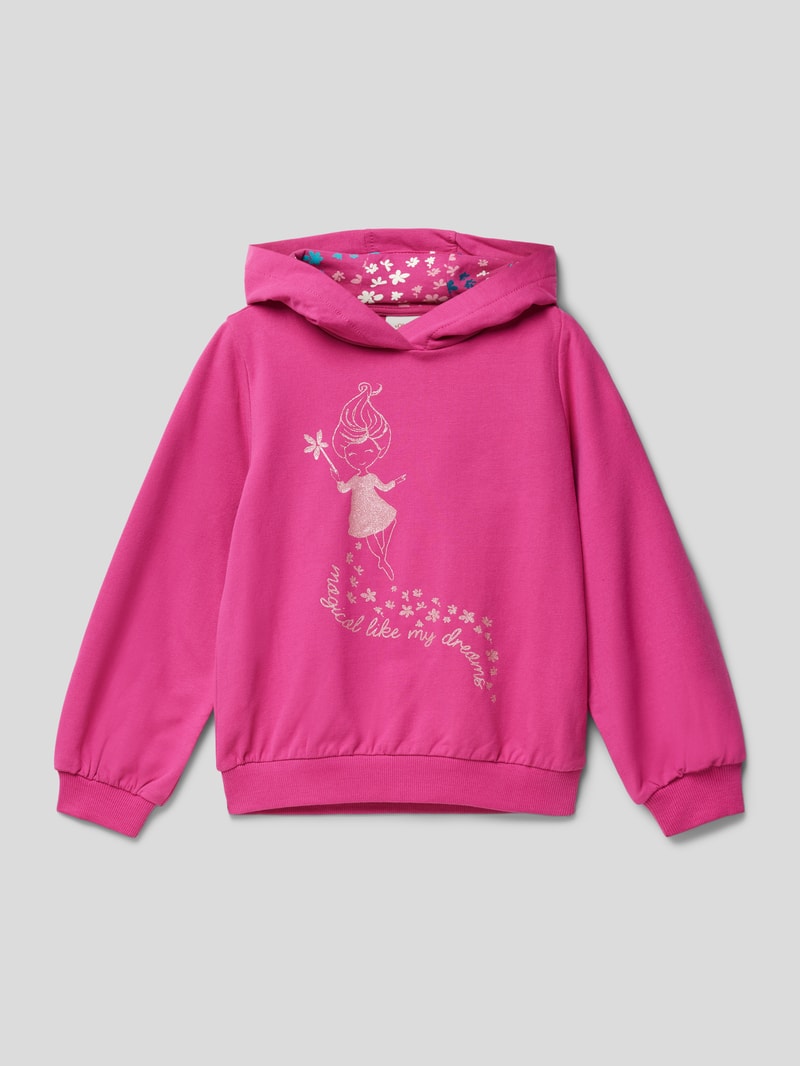 Hoodie mit Motiv-Print in pink