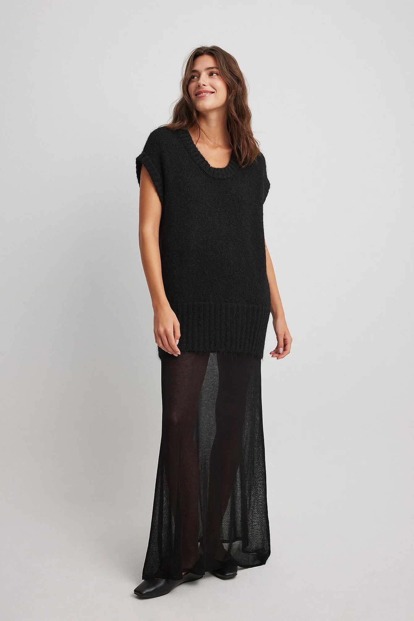 Maxikleid aus Strick-Mix