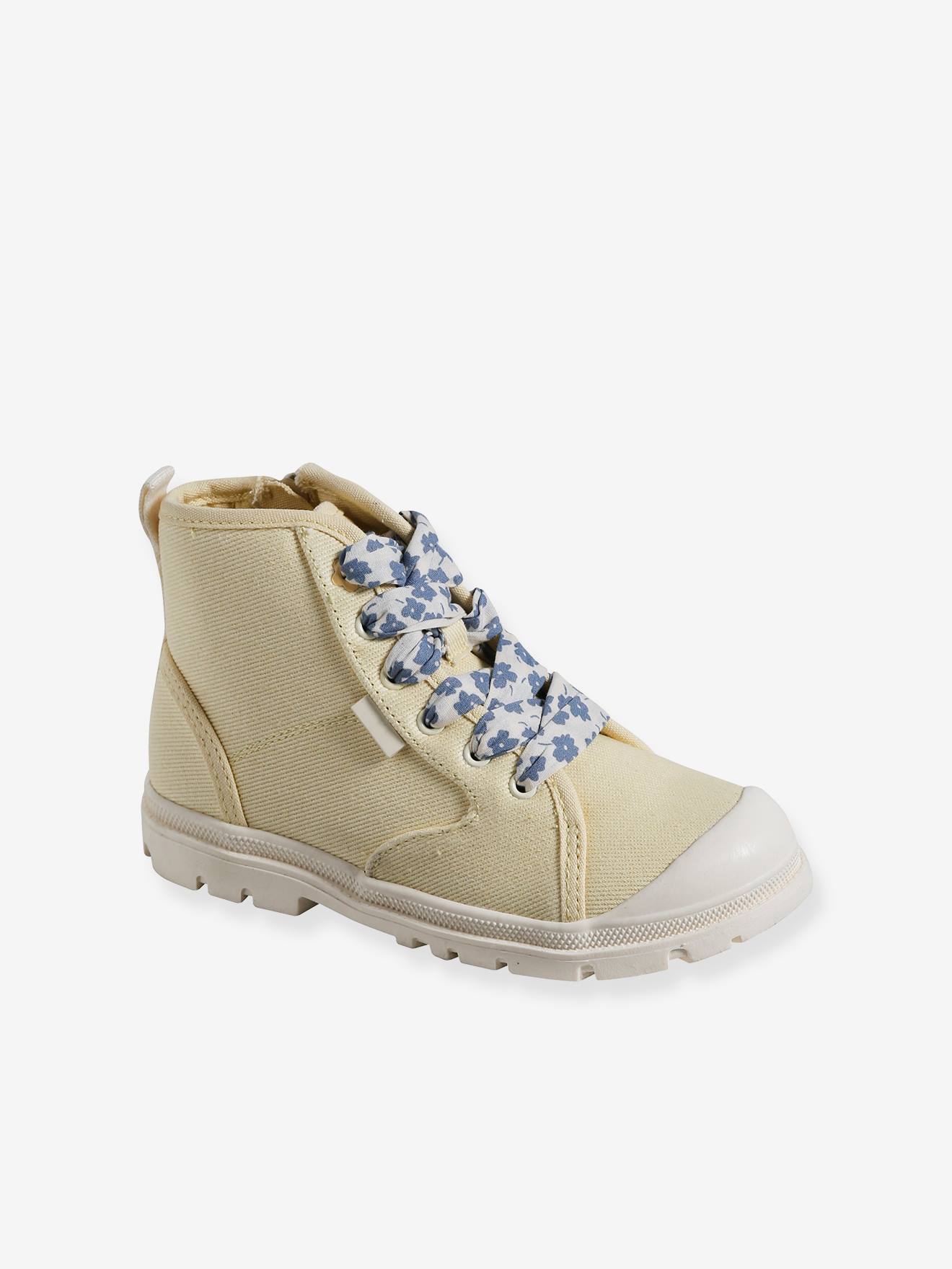 Vertbaudet Mädchen Stoff-Sneakers mit dicker Sohle - hellgelb