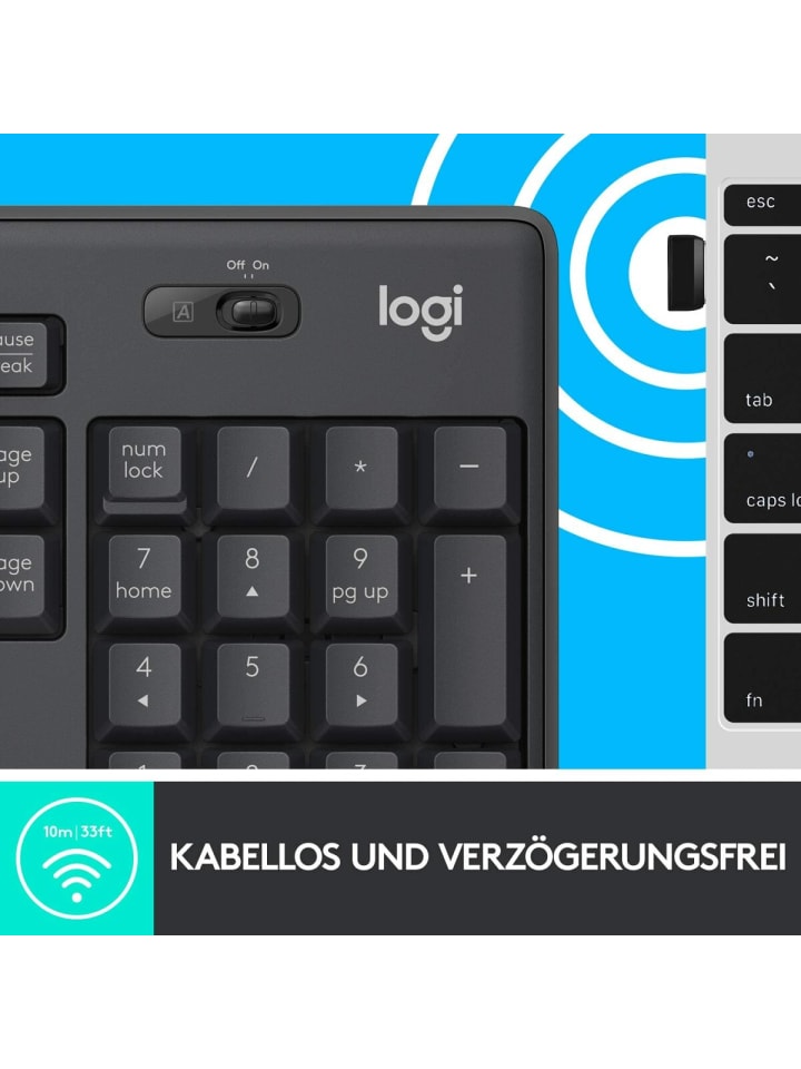 Logitech Kabelloses Tastatur-Maus-Set mit SilentTouch-Technologie, in Schwarz günstig kaufen onesize