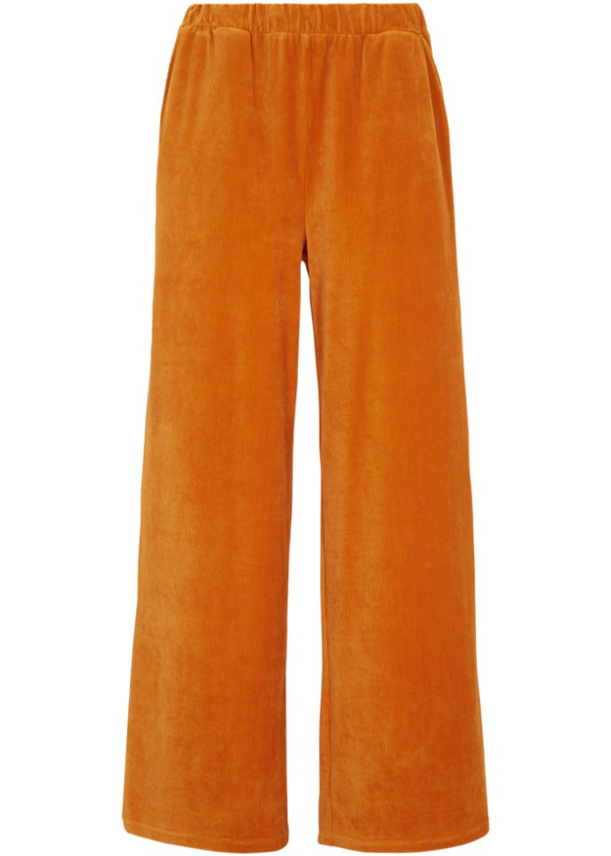 High-Waist-Hose aus Jersey- Cord, lang
