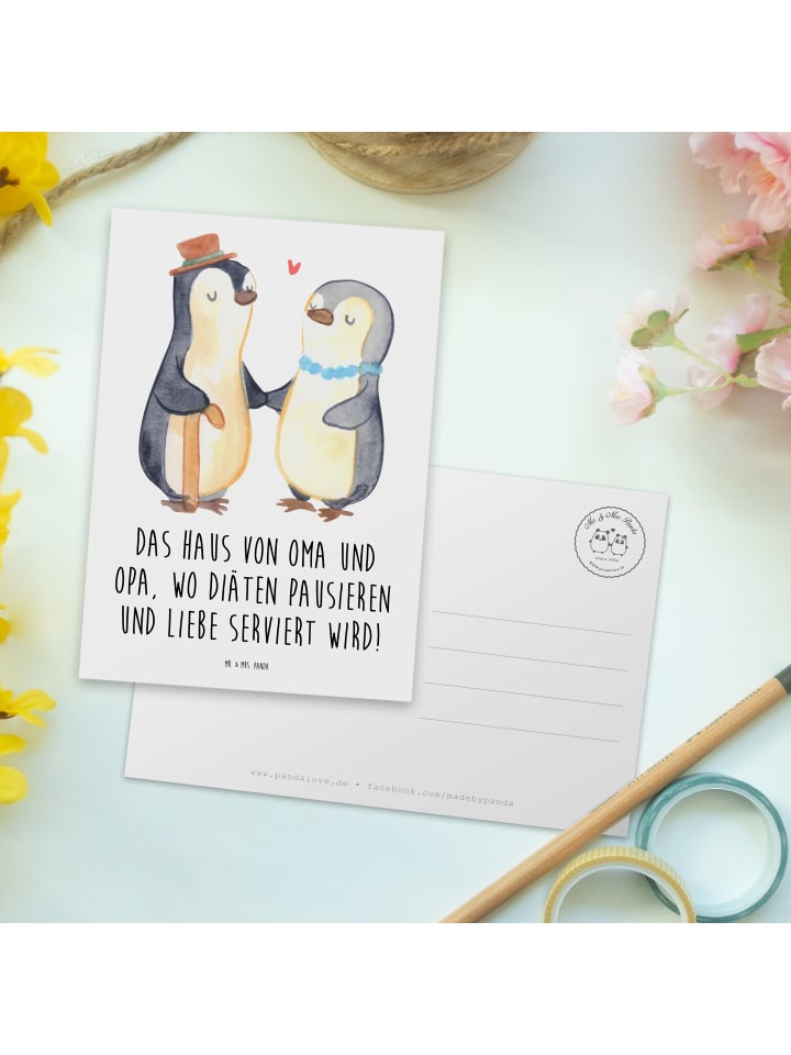 Mr. & Mrs. Panda Postkarte Großelternliebe mit Spruch in Weiß günstig kaufen onesize