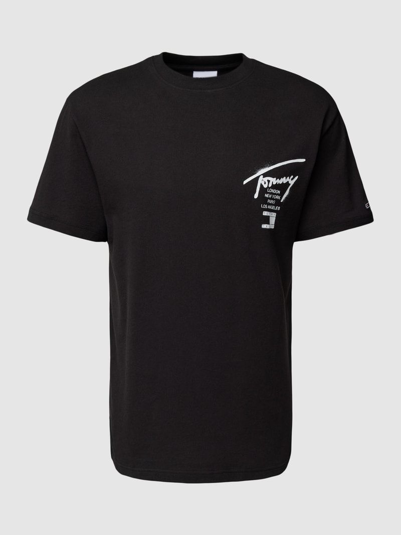 T-Shirt mit Rundhalsausschnitt Modell 'SPRAY SIGNATURE' in schwarz