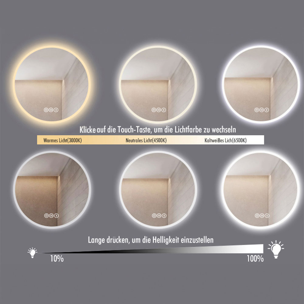 Home Deluxe HOME DELUXE LED-Spiegel Rund DUBI – 80 cm
