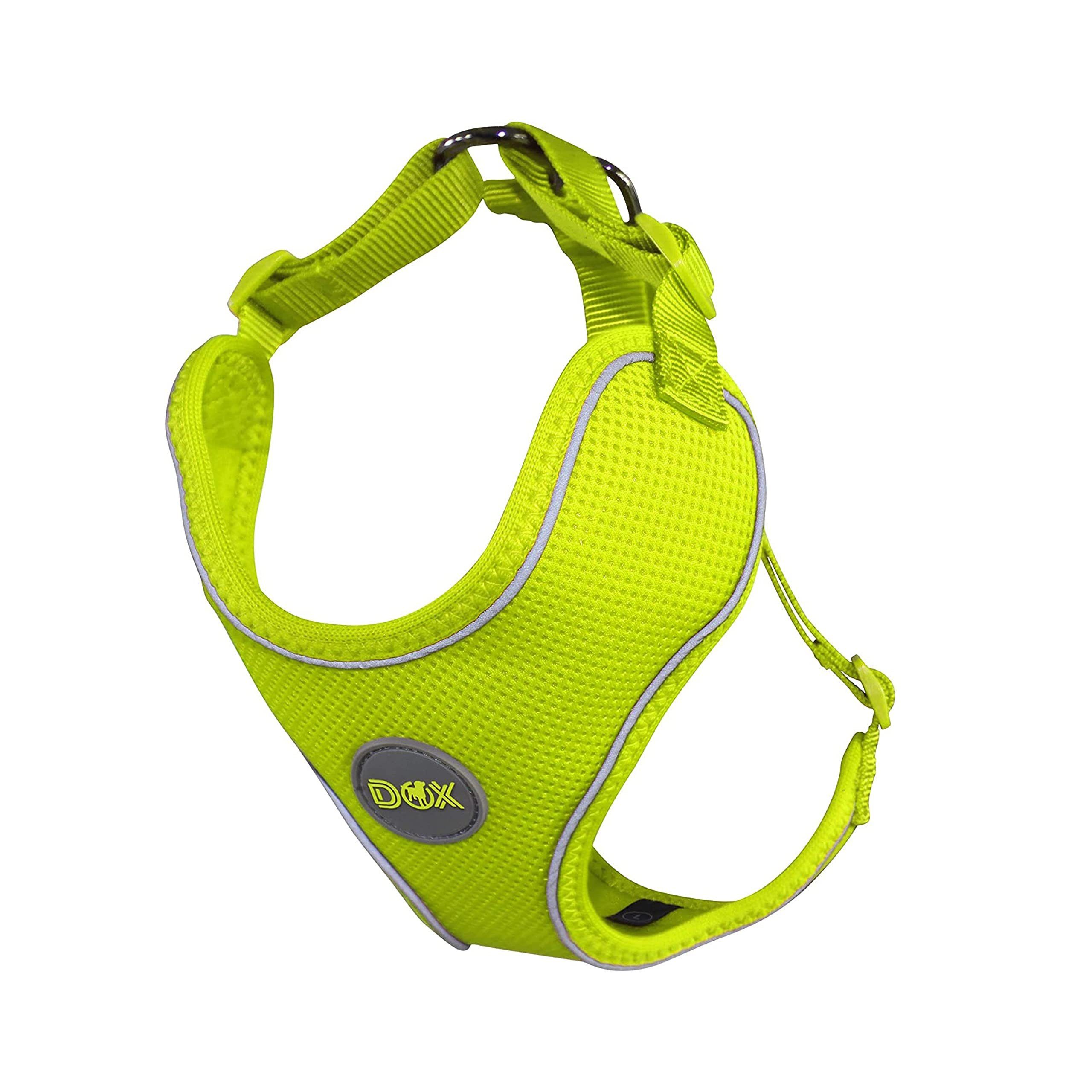 DDOXX Hunde-Geschirr Verstellbares, reflektierendes Hundegeschirr, ausbruchsicher, Gelb Hals: 20-28 Cm Brust: 32-44 Cm