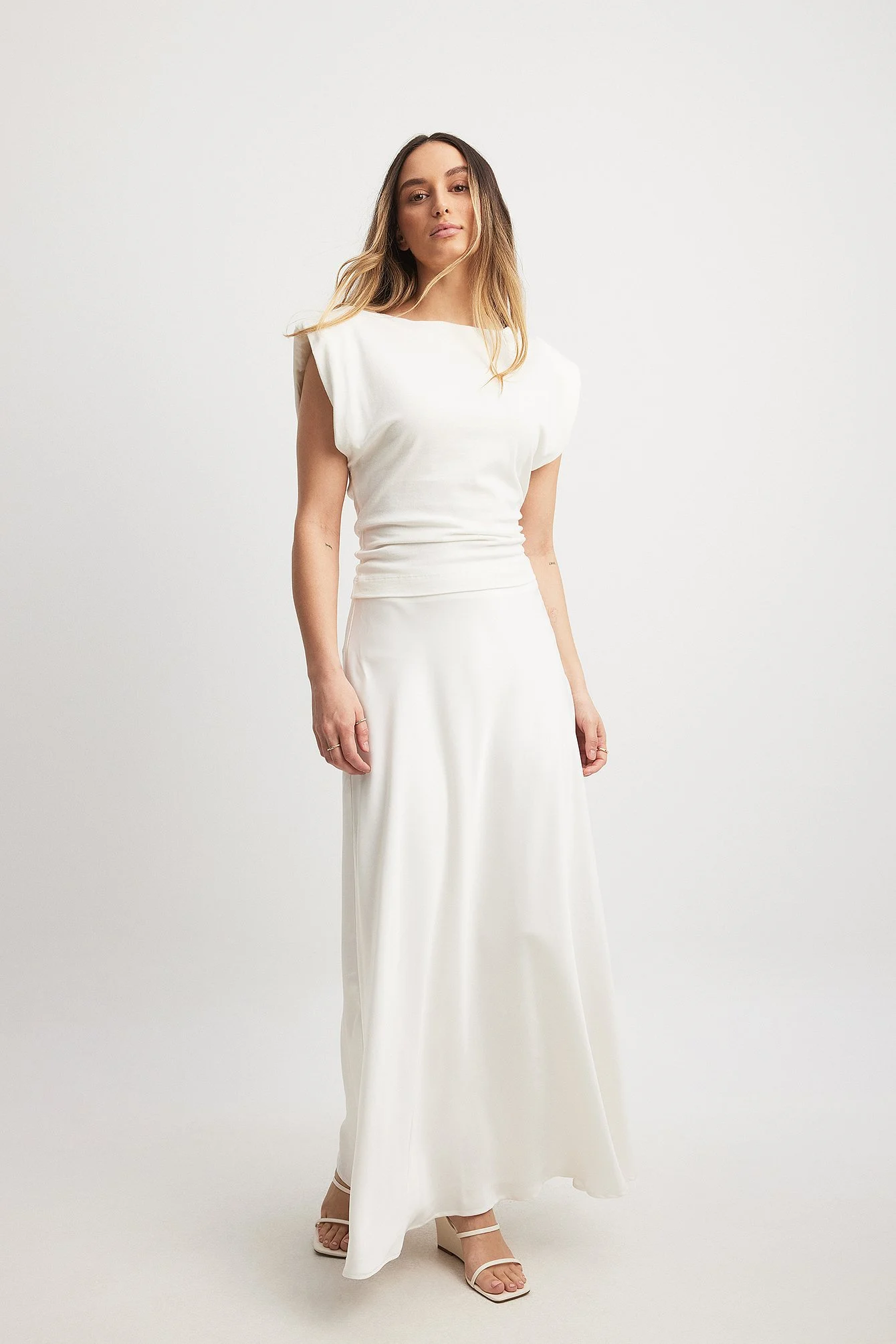 Maxirock aus Satin mit mittelhoher Taille