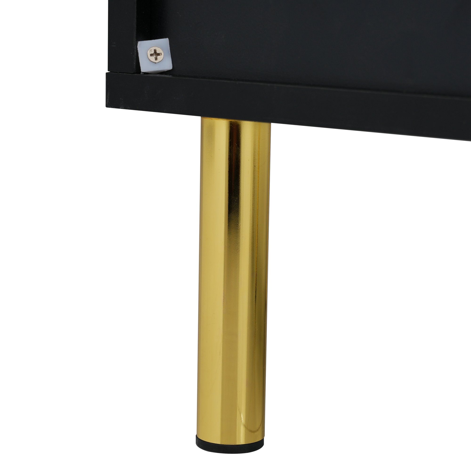 Merax Sideboard, hochglanz mit LED, Kommode mit goldenen Rahmen, Anrichte, Breite 150cm