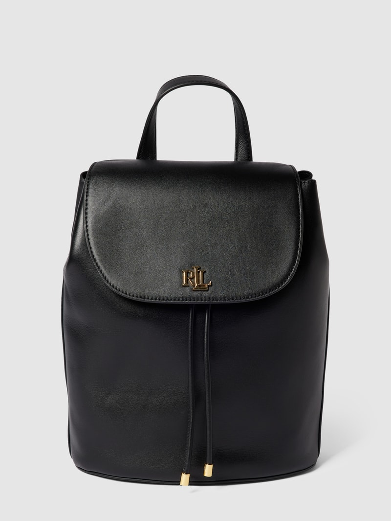 Rucksack aus Leder mit Label-Applikation Modell 'WINNY' in schwarz