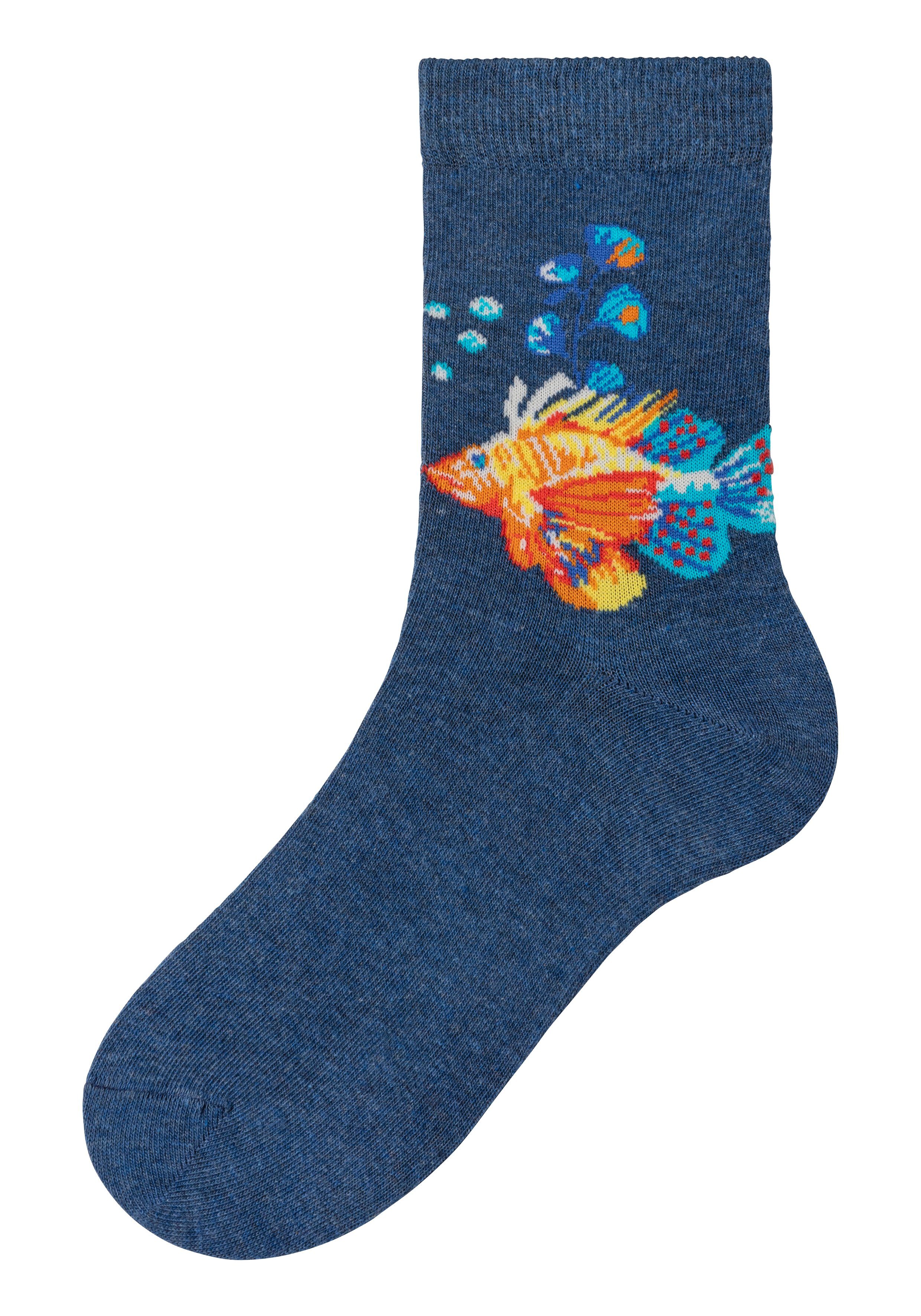 H.I.S Basicsocken (Packung, 5-Paar) mit farbigen Meerestieren
