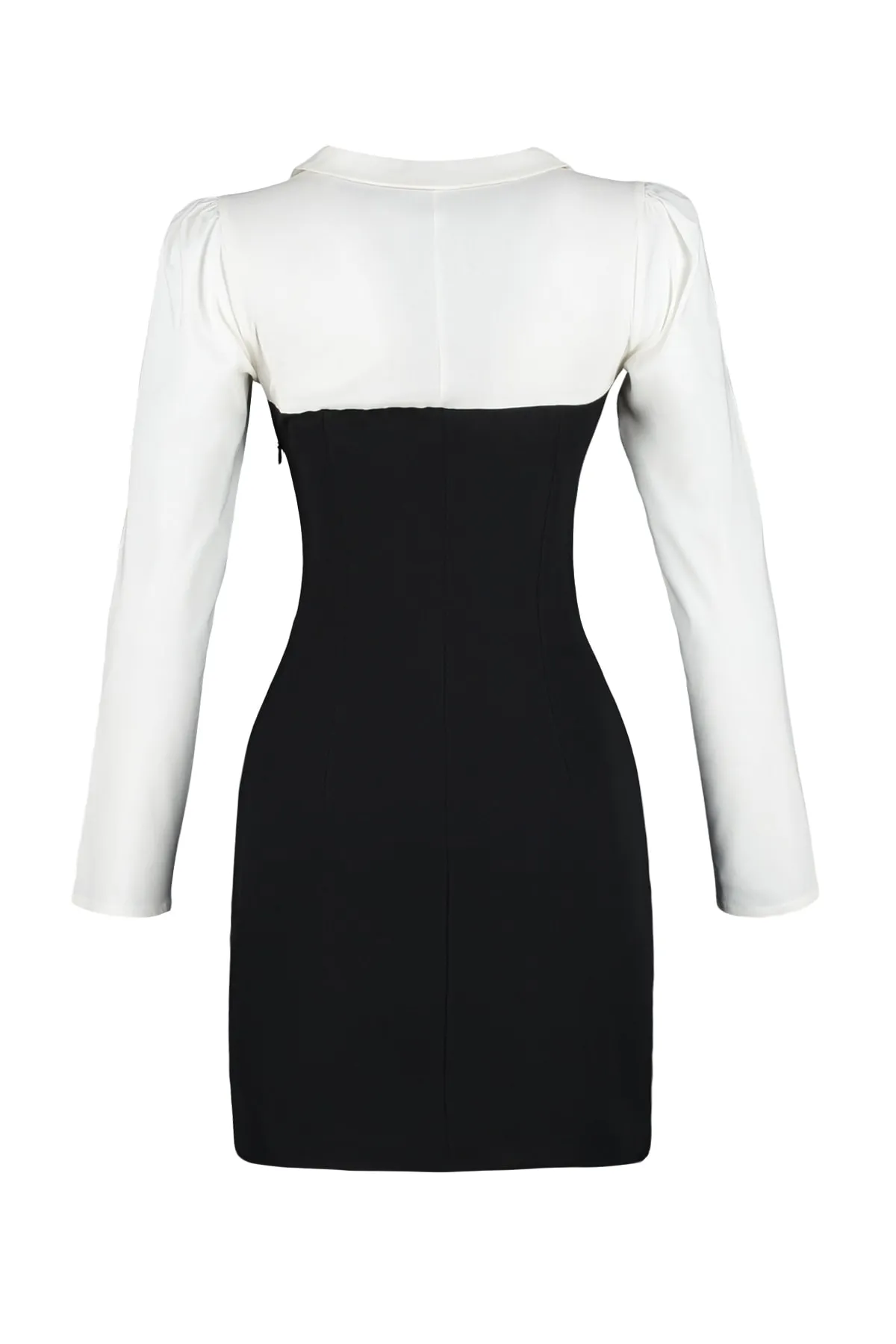 Trendyol Collection  Schwarzes Mini-Webkleid mit Wickelkragen und Hemdkragen TWOAW23EL00611