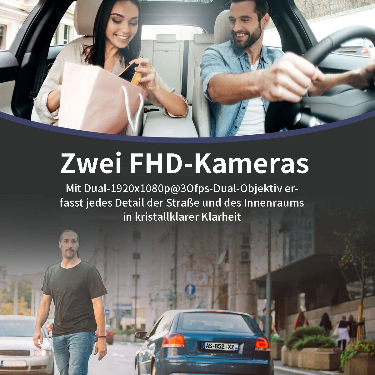 Yoyaxi 1080P HD Rückspiegel Auto DVR Dual Dash Cam Kamera Dashcam (Vorne Hinten Video Recorder)