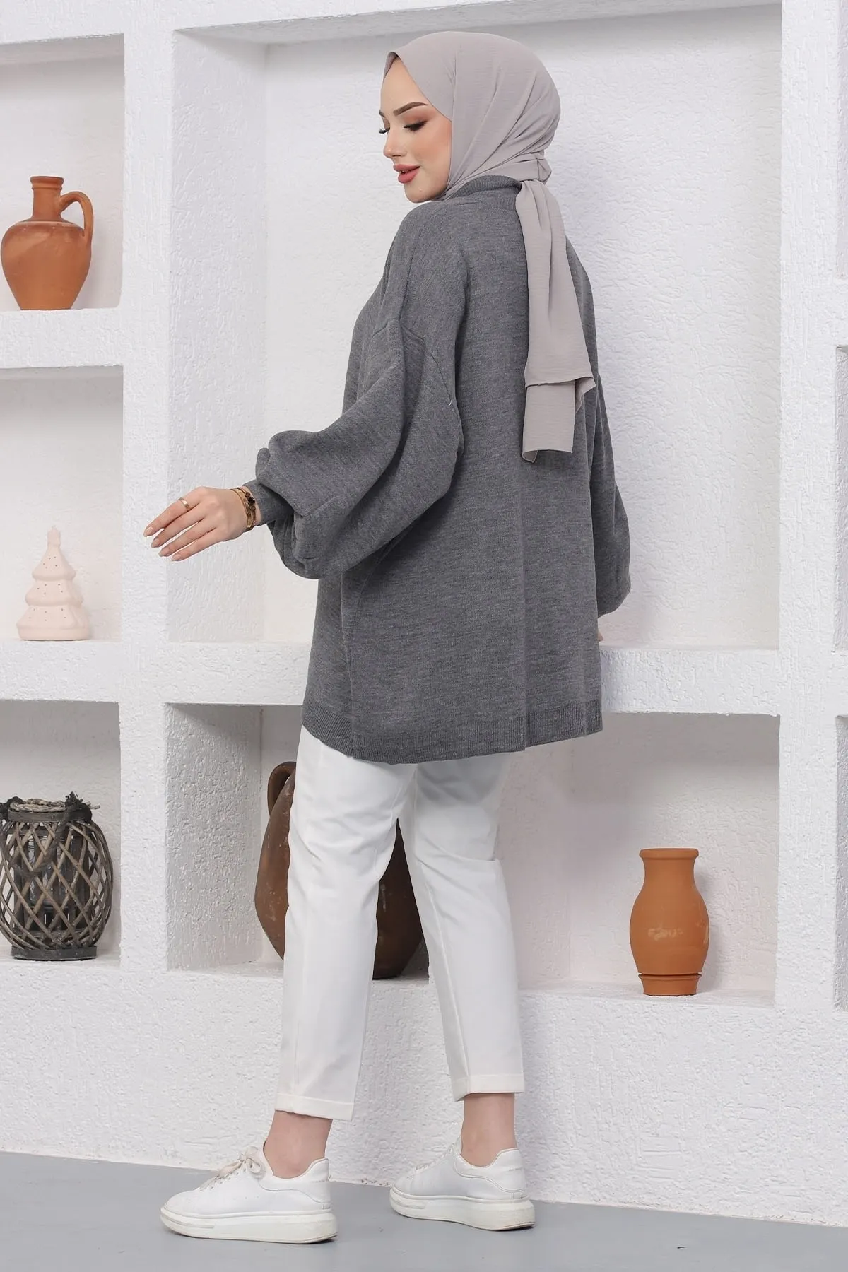 InStyle  Sara Stricktunika mit Reißverschluss – Anthrazit