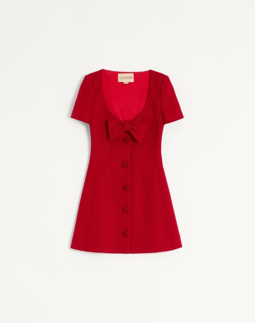 Vestido curto em tweed de lã lisa