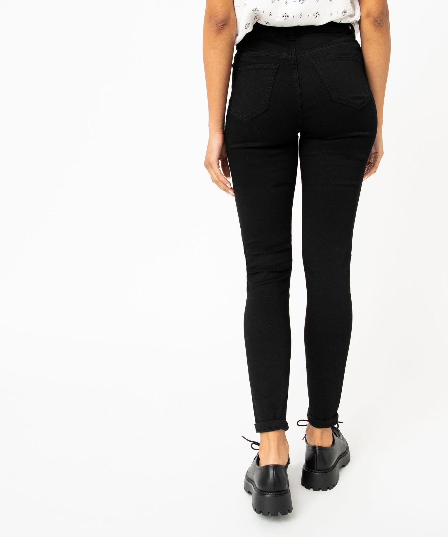 Jean Skinny taille haute stretch femme noir | GEMO