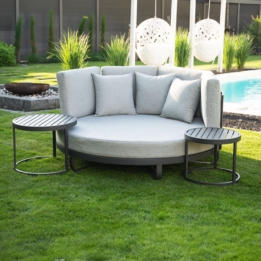 Home Deluxe HOME DELUXE Daybed Outdoor FLORIDA inkl. Beistelltische - Grau