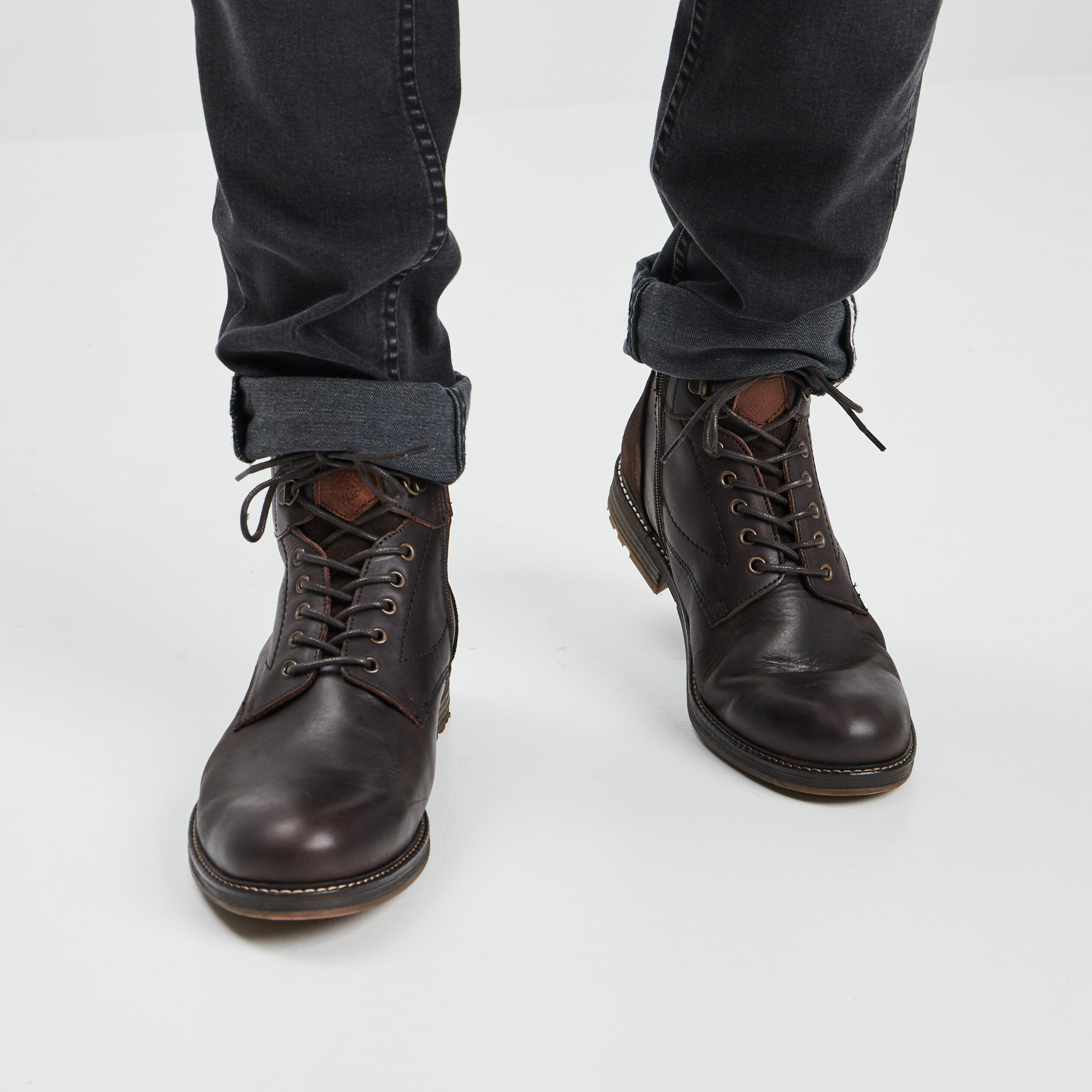 Bottines en cuir marron homme | La Halle