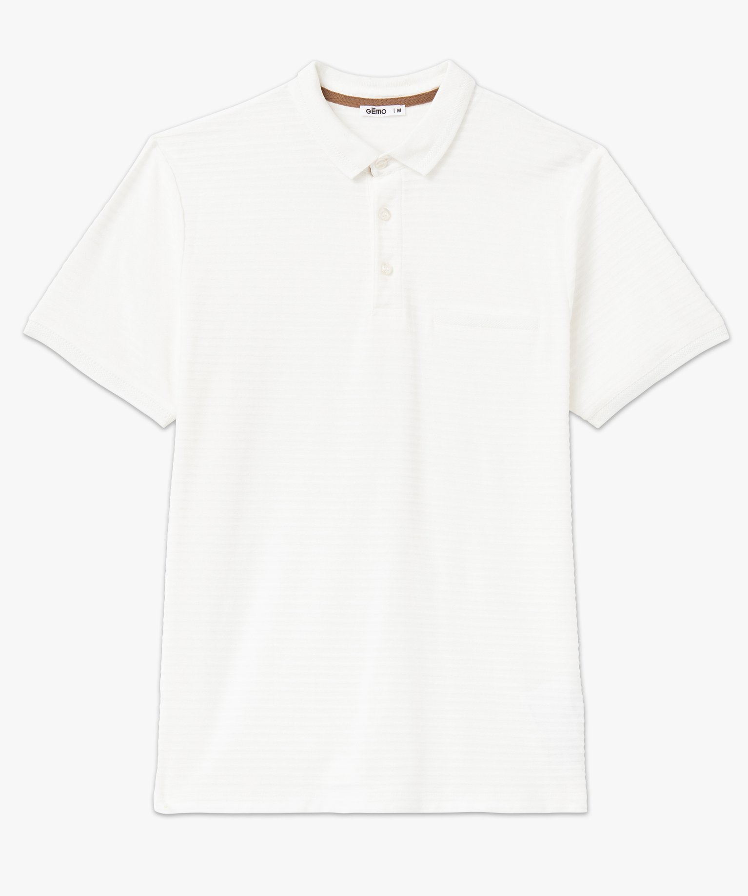 Polo manches courtes en maille texturée homme blanc | GEMO