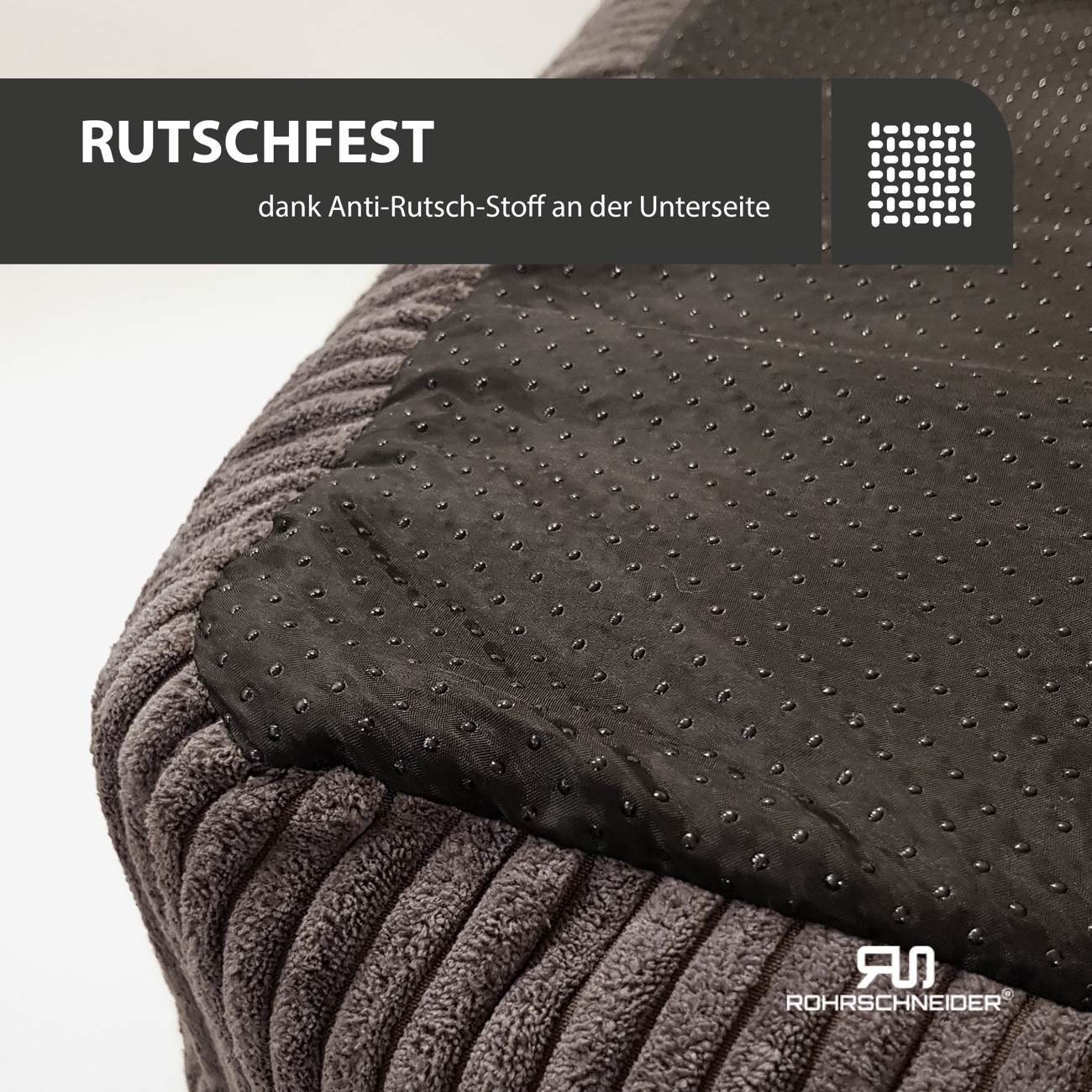 Rohrschneider Hundebetten Rohrschneider Hundebett mit Gratis-Beigabe, waschbar, robuster Breit-Cordstoff grau