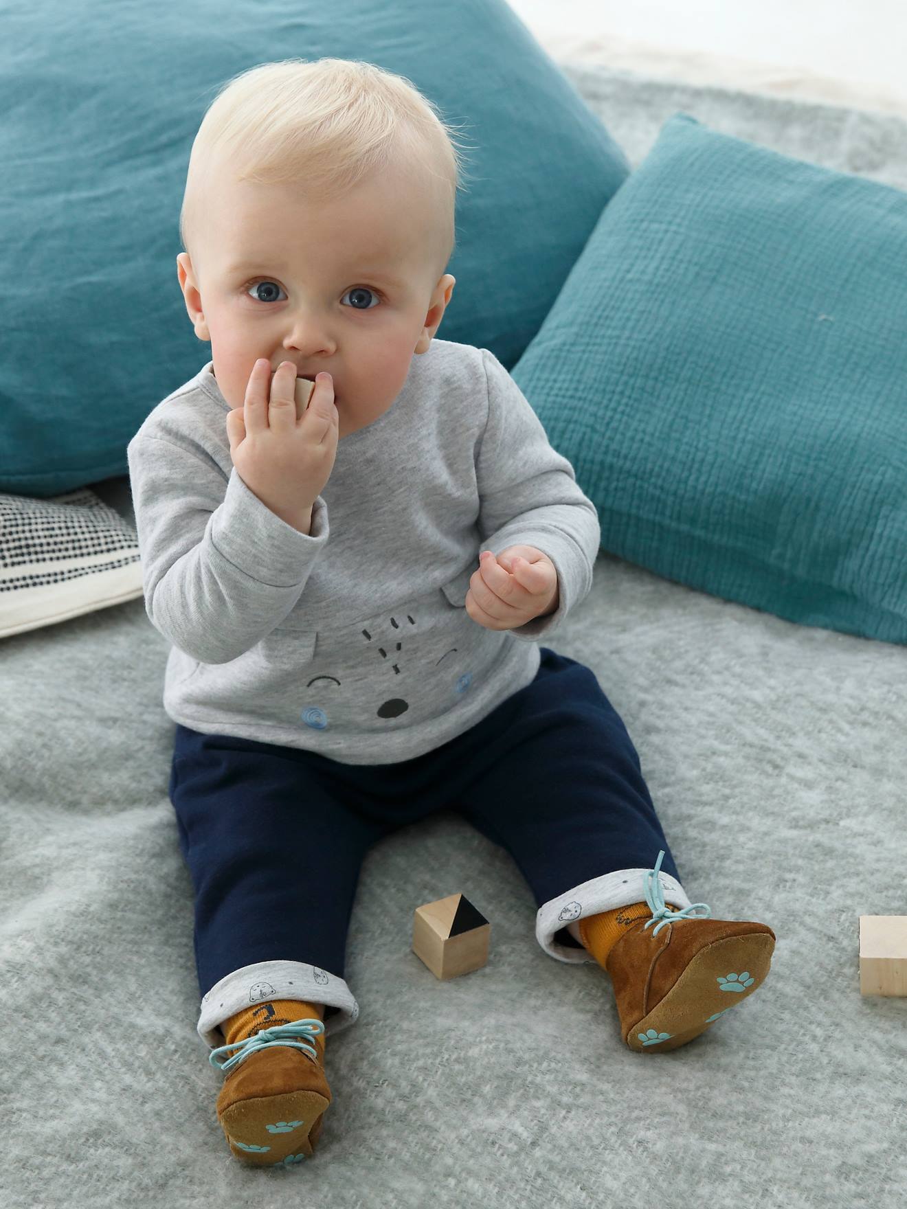 Ensemble bébé naissance sweat frimousse + pantalon personnalisable encre