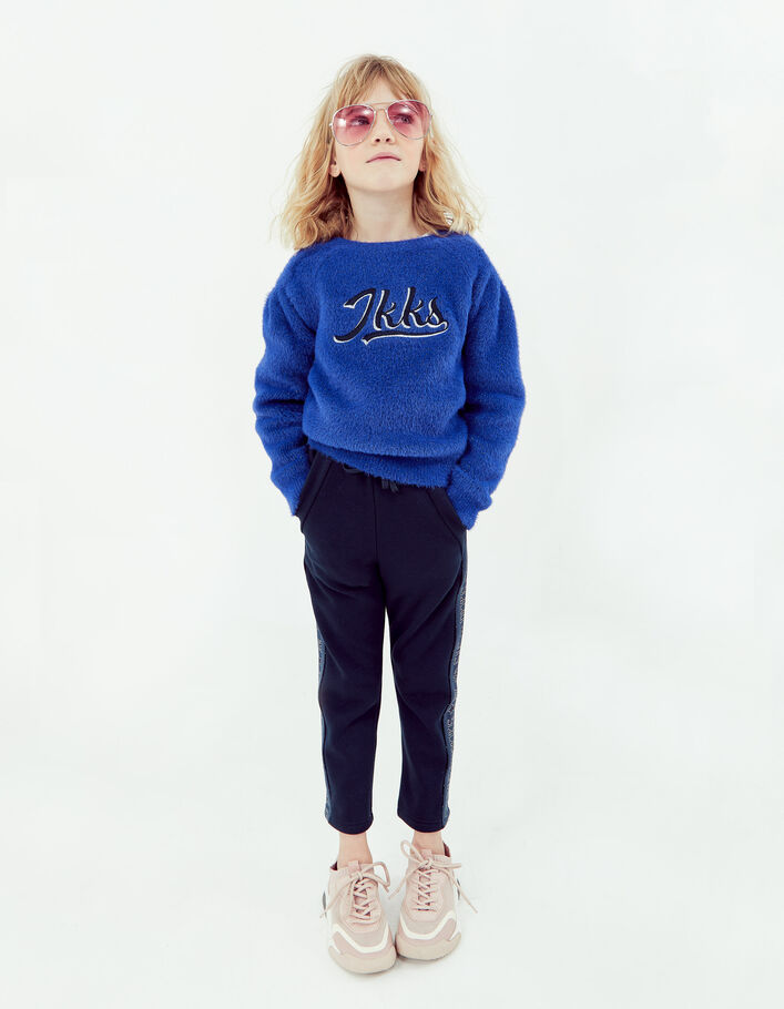 Jogging marine bandes lurex côtés fille
